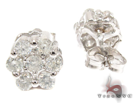 14K Gold Flower Diamond Stud Earrings, photo 4 of 6