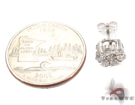 14K Gold Flower Diamond Stud Earrings, photo 5 of 6