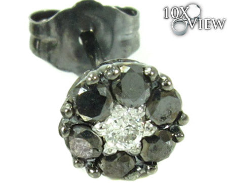 Cluster Two Color Diamond Stud Earrings 27878 - Image 3