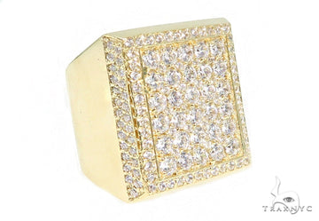 Men's diamond ring in 14k yellow gold – front-facing view showing setting and band profile