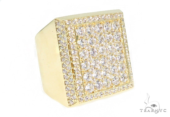 Men's diamond ring in 14k yellow gold – front-facing view showing setting and band profile