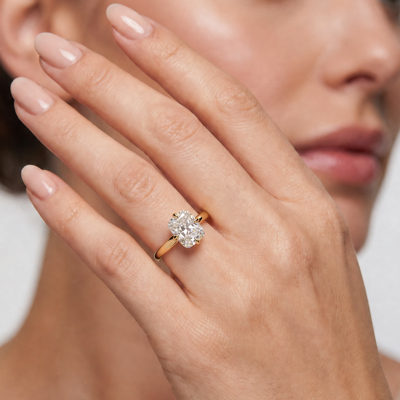 Compass Cushion Engagement Ring in 14K gold, view 9