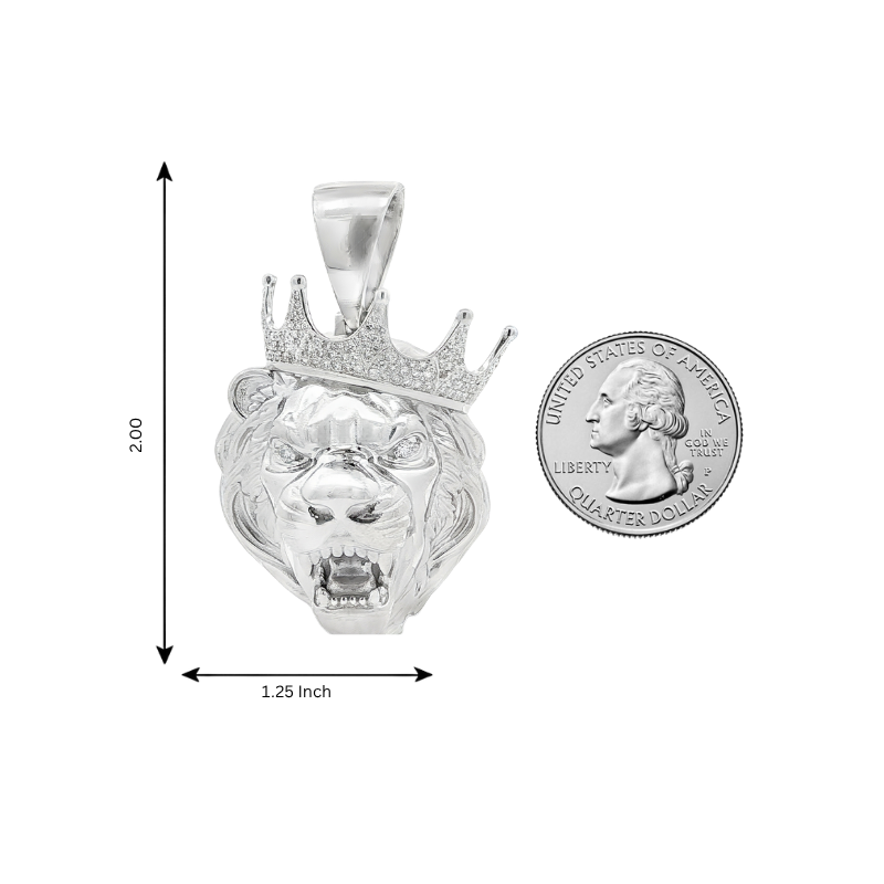 .925 Silver Diamond Lion Head Pendant 66464