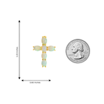 Mini spiritual cross pendant set with oval opal stones in prong settings