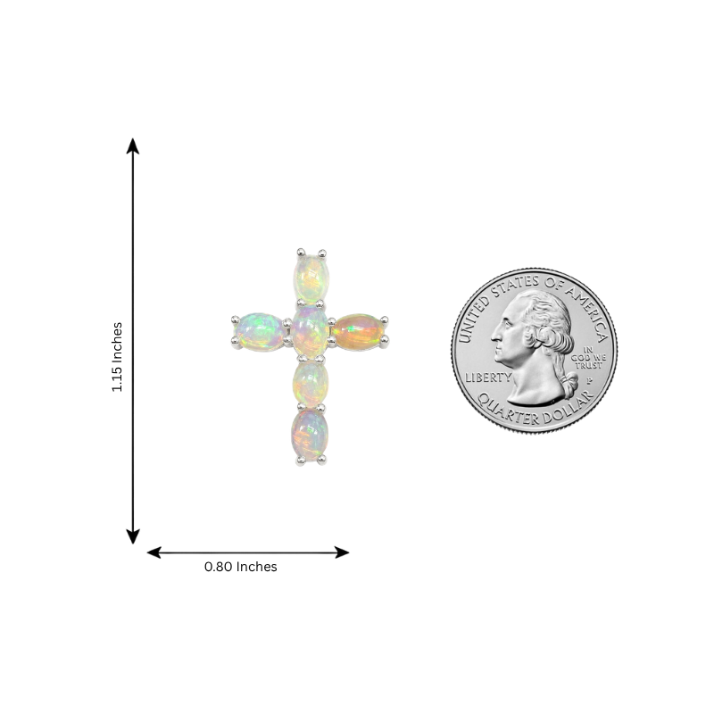 .925 Silver Mini Spiritual Opal Cross Pendant 71367