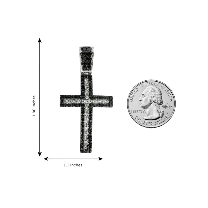 Black and White Diamond Cross Crucifix 26331