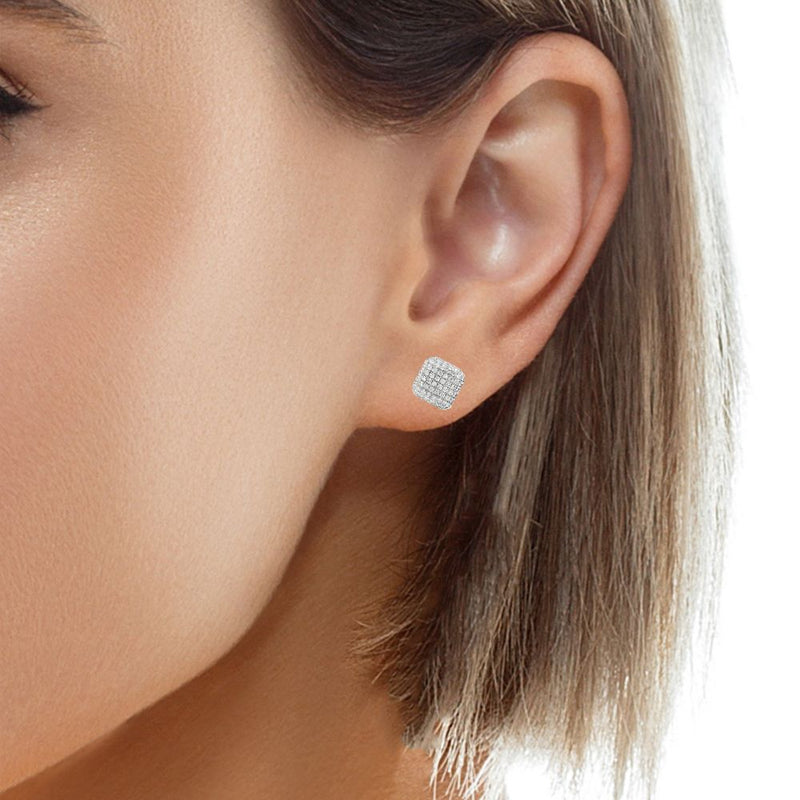 Diamond Pillow Stud Earrings 25603