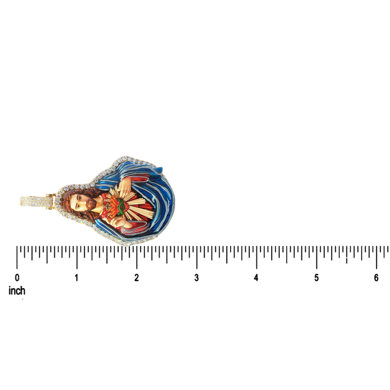 Sacred Heart Jesus Enamel Diamond Pendant 71211
