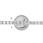 White gold tennis chain with round 75 pointer diamonds, sleek luxury men's jewelry.
