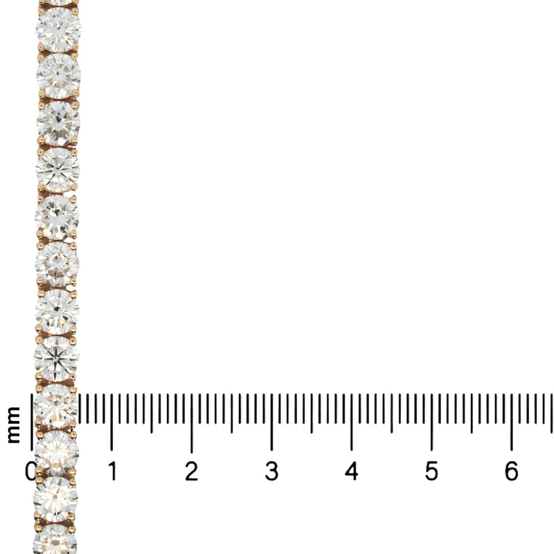 22-inch yellow gold tennis chain with round-cut 80 pointer diamonds.