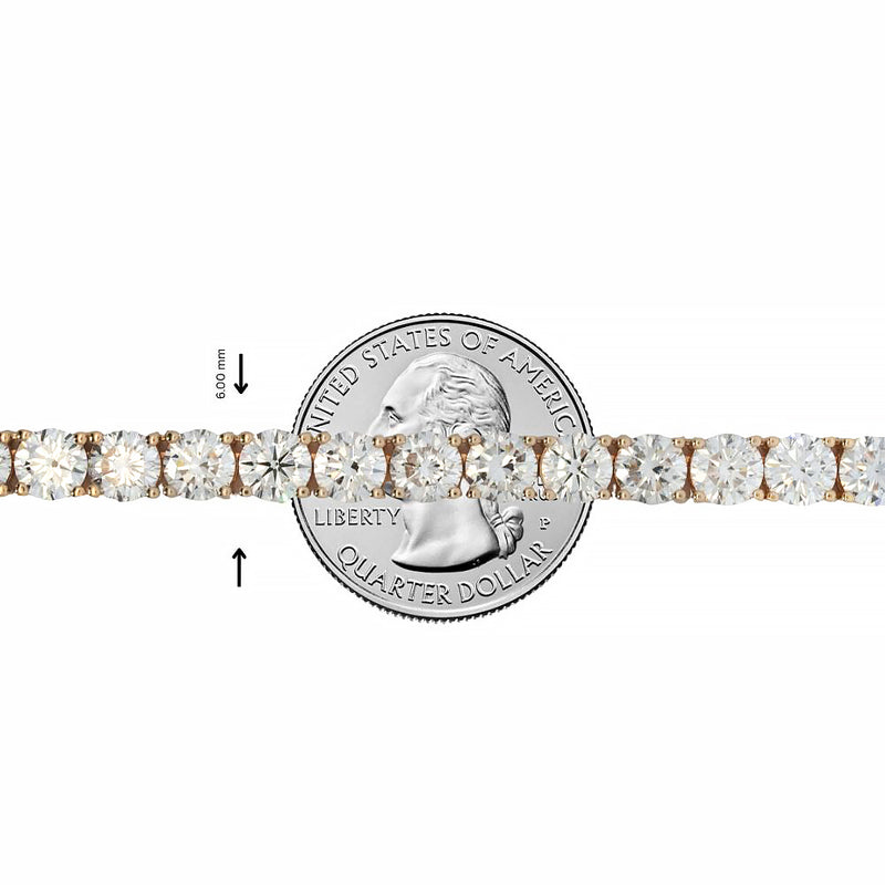 22-inch yellow gold tennis chain with round-cut 80 pointer diamonds.