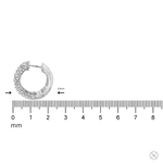 Small silver hoop earring with inverted mosaic diamond pattern, measures 23mm in diameter.