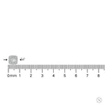 18K white gold cluster diamond square stud earrings with emerald-cut center stones.