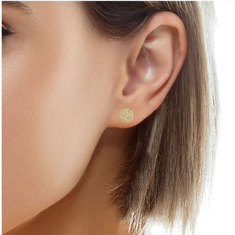18K Gold Round Diamond Earrings 66804