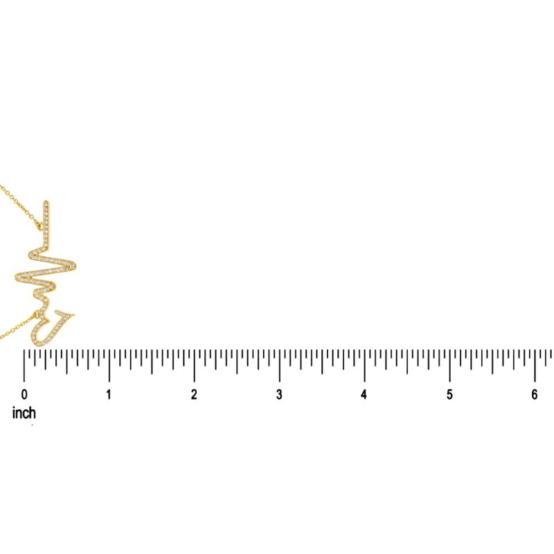 14K White Gold Diamond Heartbeat Necklace 65519