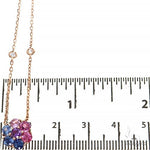 Cotton Candy Sapphire Diamond Flower Necklace 67409 - Image 4