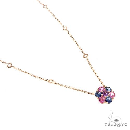 14K Gold Cotton Candy Sapphire Flower Necklace, photo 2 of 6