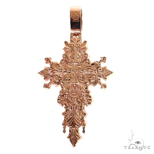 14K Gold Sovereign's Halo Ruby Cross pendant, photo 4 of 6