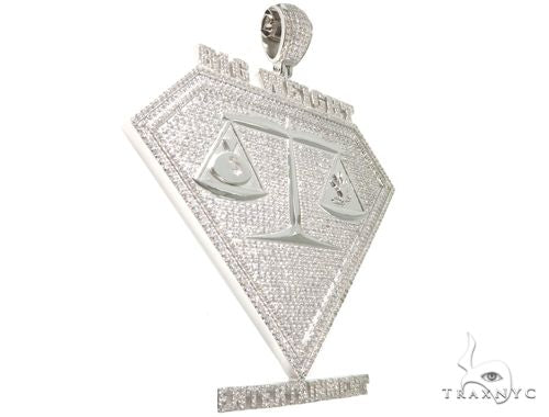 Cubic Zirconia .925 Sterling Silver Custom Large Pendant 64142 - Image 2