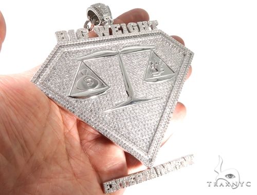 Cubic Zirconia .925 Sterling Silver Custom Large Pendant 64142 - Image 4