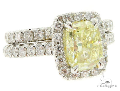 Cushion Cut Halo Diamond Engagement Ring Set 45619 - Image 1