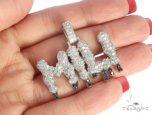 Custom  MILI Name Pendant with Drip in Black Diamonds 65221 - Image 5