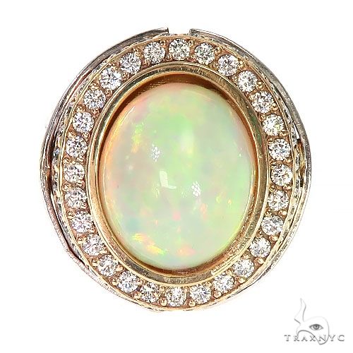 Custom 14K Gold Opal Diamond Ring, photo 2 of 6