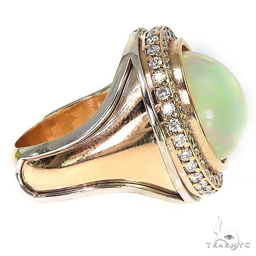 Custom 14K Gold Opal Diamond Ring, photo 3 of 6