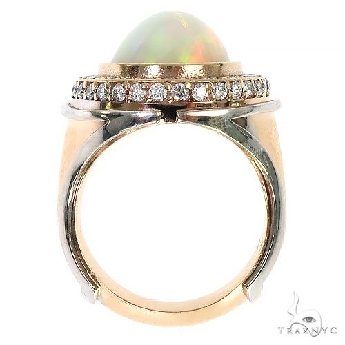 Custom 14K Gold Opal Diamond Ring, photo 5 of 6