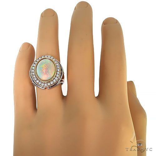 Custom 14K Gold Opal Diamond Ring 67293 - Image 6