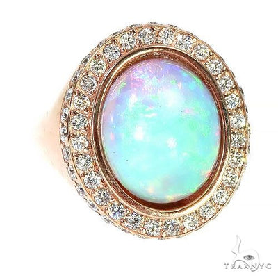 Custom 14K Gold Opal Diamond Ring 67292 - Image 1