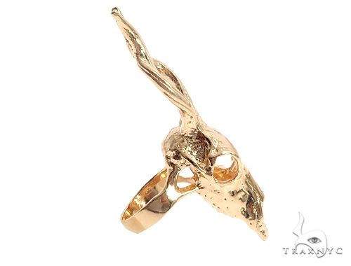 Custom 14K Yellow Gold Antelope Skull Ring 65011 - Image 4