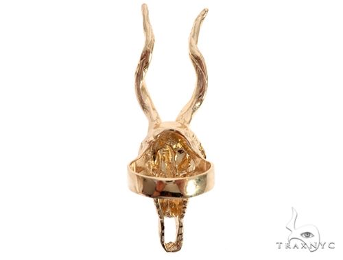 Custom 14K Yellow Gold Antelope Skull Ring, photo 5 of 8