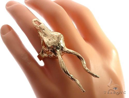 Custom 14K Yellow Gold Antelope Skull Ring 65011 - Image 7
