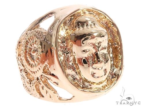 Custom 14K Yellow Gold Buddha Ring 65009 - Image 3