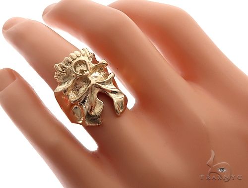 Custom 14K Yellow Gold Skull Ring 65008 - Image 7