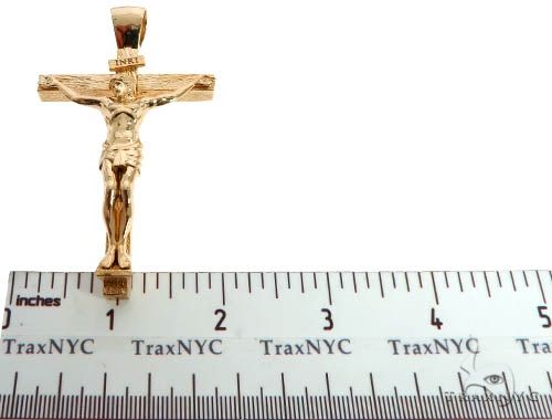Custom 18K Yellow Gold Jesus Cross Charm Pendant, photo 2 of 10