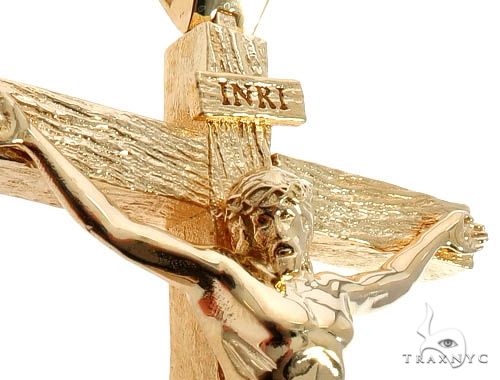 Custom 18K Yellow Gold Jesus Cross Charm Pendant, photo 6 of 10
