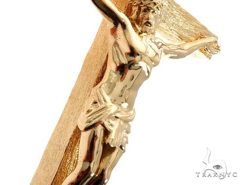 Custom 18K Yellow Gold Jesus Cross Charm Pendant, photo 7 of 10