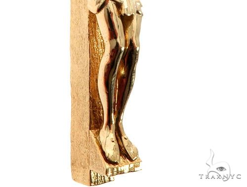 Custom 18K Yellow Gold Jesus Cross Charm Pendant, photo 8 of 10