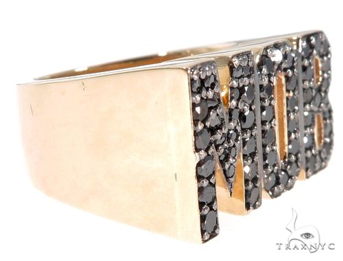 14K Gold Custom Black Diamond 'MOB' Ring, photo 4 of 8