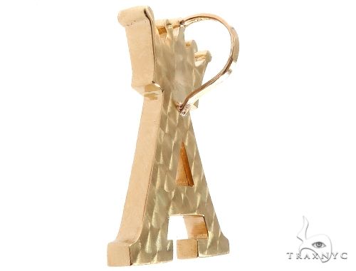 10K Gold Custom Crowned Initial A Letter Diamond Pendant, photo 4 of 9
