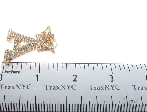 10K Gold Custom Crowned Initial A Letter Diamond Pendant, photo 8 of 9