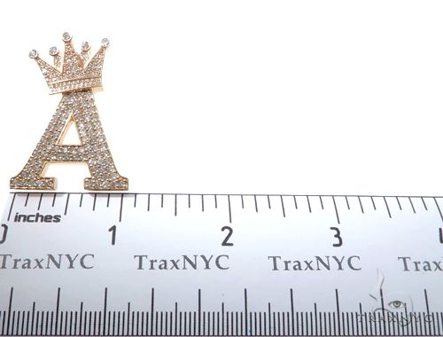 10K Gold Custom Crowned Initial A Letter Diamond Pendant, photo 9 of 9