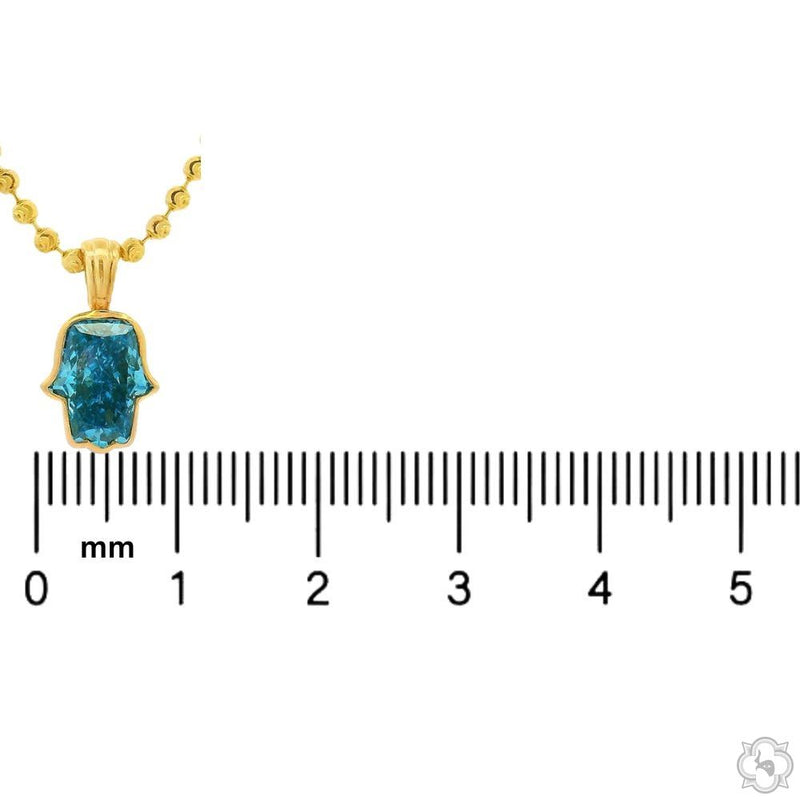 14K Gold Custom Cut Lab-Grown Diamond Hamsa Pendant, photo 5 of 8