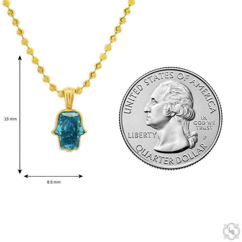 14K Gold Custom Cut Lab-Grown Diamond Hamsa Pendant, photo 7 of 8