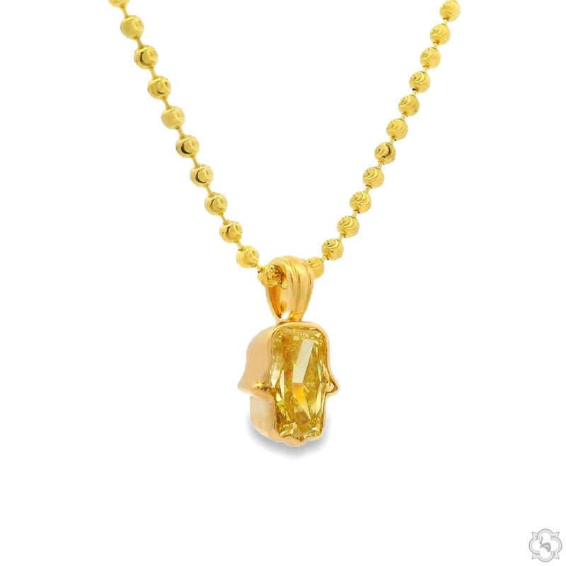 14K Gold Custom Cut Lab-Grown Diamond Hamsa Pendant, photo 2 of 9
