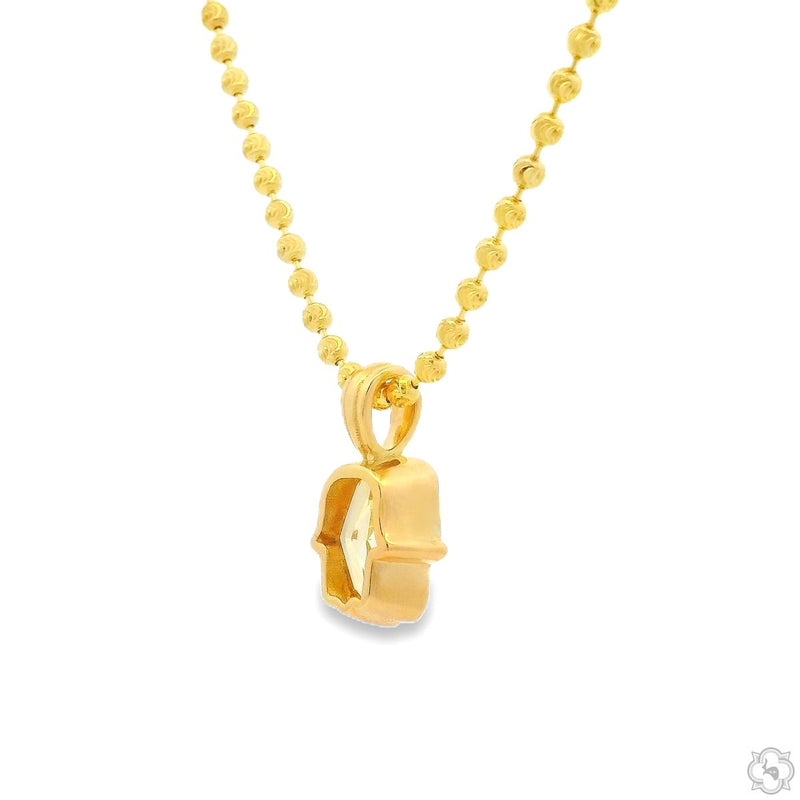 14K Gold Custom Cut Lab-Grown Diamond Hamsa Pendant, photo 3 of 9