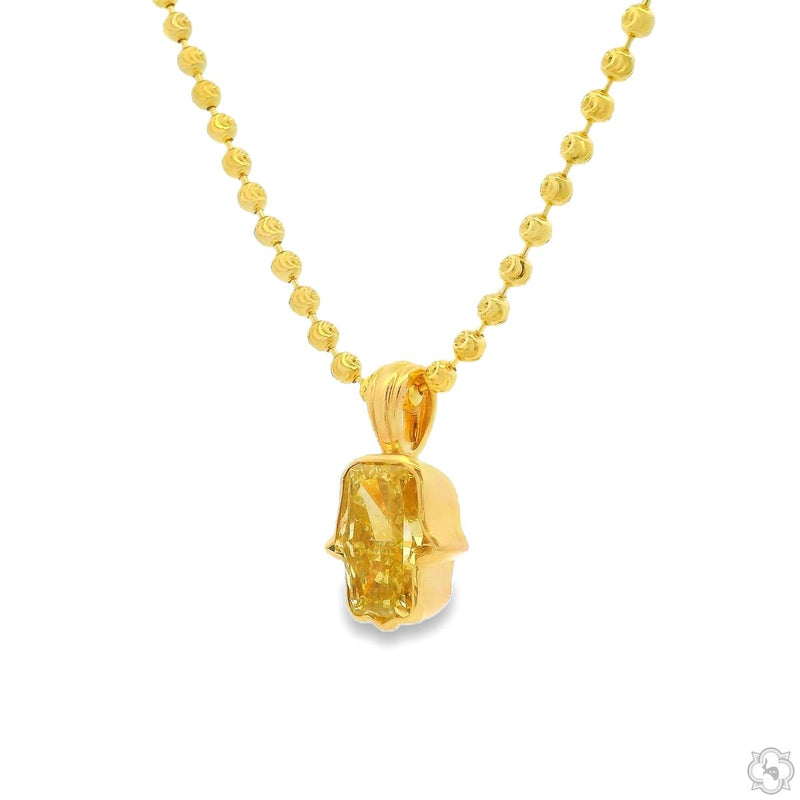 14K Gold Custom Cut Lab-Grown Diamond Hamsa Pendant, photo 5 of 9