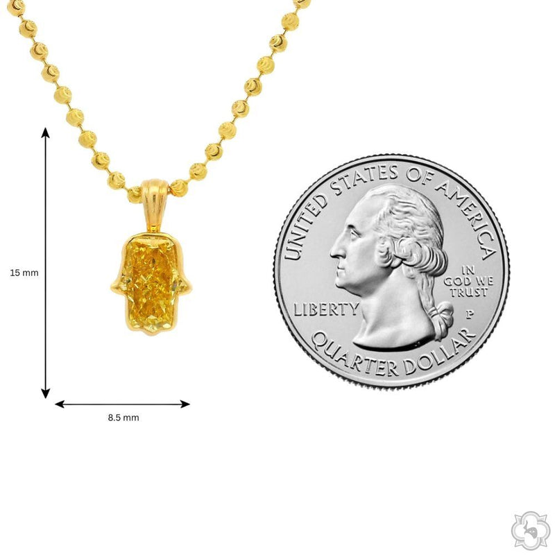 14K Gold Custom Cut Lab-Grown Diamond Hamsa Pendant, photo 8 of 9